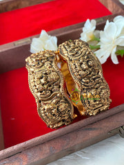 Antique 1 gm gold Temple Bangles -Lakshmi Openable Screw Type Bangles-G4327