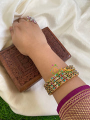 Thin Silk Thread Kundan Bangle -Multicolor- Triangles -G6133