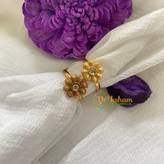 Premium AD Stone Toe Rings-Poky Flower-White -G7544