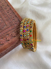 Thin Silk Thread Kundan Bangle -Multicolor- Dice Dots -G6136