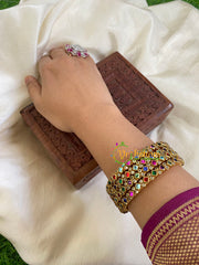 Thin Silk Thread Kundan Bangle -Multicolor- Dice Dots -G6136
