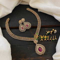 Interchangeable Stone American Diamond Short Neckpiece -G6596