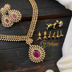 Interchangeable Stone American Diamond Short Neckpiece -G6596