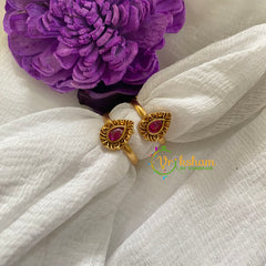 Premium AD Stone Toe Rings -Tilak -Red -G7526