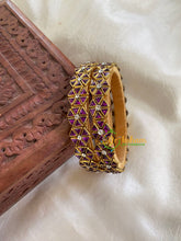 Silk Thread Kada Kundan Bangle -Purple-G6131