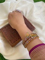 Silk Thread Kada Kundan Bangle -Purple-G6131