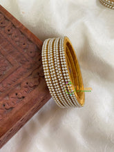 Thin Silk Thread White Matt Stone Bangle -G6276