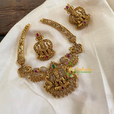 Gold Look Alike Lakshmi Pendant Short Neckpiece-G7761