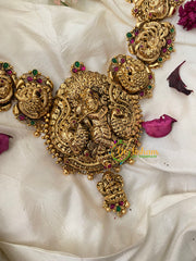Antique Gold Look Alike 1 gm gold Krishna Temple Neckpiece-G4323