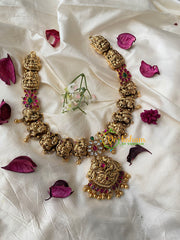 Antique 1 gm Gold Look Alike Lakshmi Neckpiece-Peacock Lakshmi-G4321