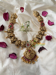 Antique 1 gm Gold Look Alike Lakshmi Neckpiece-Peacock Lakshmi-G4321