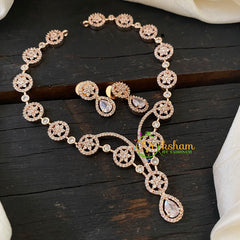 Rose Gold American Diamond Short Neckpiece -G6586