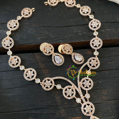 Rose Gold American Diamond Short Neckpiece -G6586
