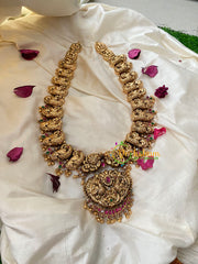 Antique 1 gm Gold Look Alike Long Neckpiece-Peacock-G4374