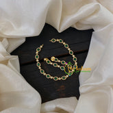 Gold Tone American Diamond Choker Short Neckpiece-Green-G6584