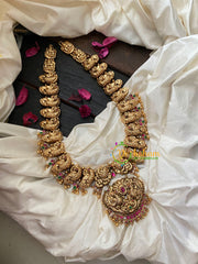 Antique 1 gm Gold Look Alike Long Neckpiece-Peacock-G4374