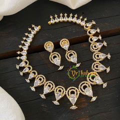 Gold Tone American Diamond Choker Short Neckpiece -G6582