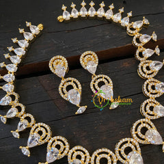 Gold Tone American Diamond Choker Short Neckpiece -G6582