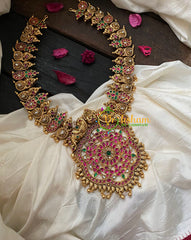 Gold Look Alike 1 gm gold Maanga Neckpiece -Precious Kemp Pendant Haram-G4330
