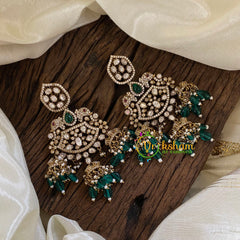 Green Victorian Diamond Danglers -VV1178