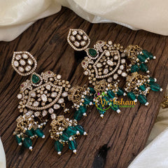 Green Victorian Diamond Danglers -VV1178