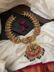 Gold Look Alike 1 gm Short Neckpiece-Peacock Paisley-G4320