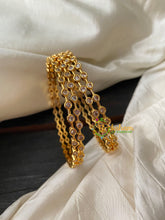 Gold Look Alike AD Stone Bangle-Circle-G4110