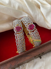 Premium Gold American Diamond Bangles-Pink-G4109