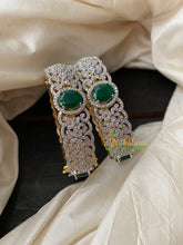 Premium Gold American Diamond Bangles-Emerald Green-G4108
