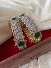 Premium Gold American Diamond Bangles-Emerald Green-G4108