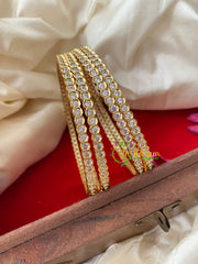 Gold Look Alike AD Stone Bangle-Circle-G4103