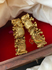 Antique Gold Temple Bangle-Elephant-Screw Type-G4100
