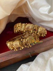 Antique Gold Temple Bangle-Elephant-Screw Type-G4100