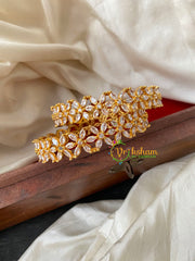 Premium White AD Stone Bangle-Flower-G4098