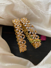 Premium White AD Stone Bangle-Flower-G4098