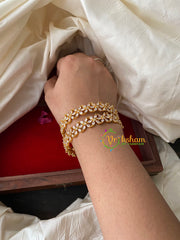 Premium White AD Stone Bangle-Flower-G4098