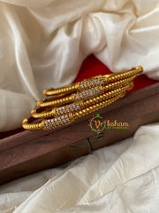 Premium White AD Stone Bangle-Twisted-G4093