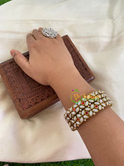Kada Kundan Bangle -Matt White Red-Flower-G6274