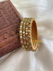Thin Silk Thread Kundan Bangle -White Gold-Square-G6144