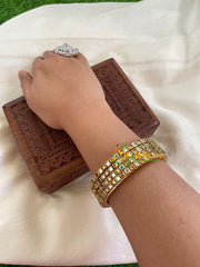 Thin Silk Thread Kundan Bangle -White Gold-Square-G6144