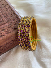 Thin Silk Thread Kundan Bangle -Purple- Triangles -G6142