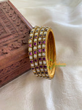 Thin Silk Thread Kundan Bangle -Purple white-Square-G6151