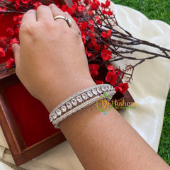 White Tone American Diamond Bracelet-Tear Drop-G3238