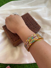 Silk Thread Kada Kundan Bangle -Multicolor- Dice-G6270