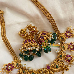 Premium Pendant Short Neckpiece-Green Bead -G7813