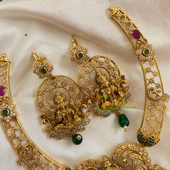 Premium Lakshmi Pendant Short Neckpiece-Green Bead-G7779