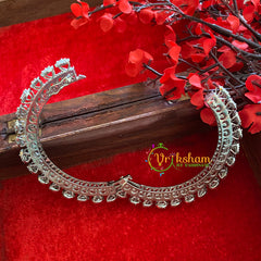 White Tone American Diamond Bracelet-Leaf round-G3241