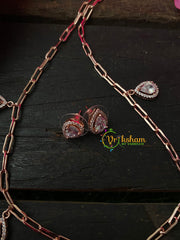 Rose GoldDaily Wear AD Stone Pendant Chain-Pear 5 Pendants Chain- G4174
