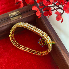 Gold Layered American Diamond Bracelet-Dotted-G3300