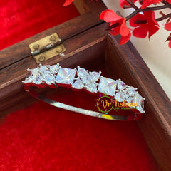 White Tone American Diamond Bracelet-Floral Square-G3242